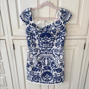 Blue and White Embroidered Dress